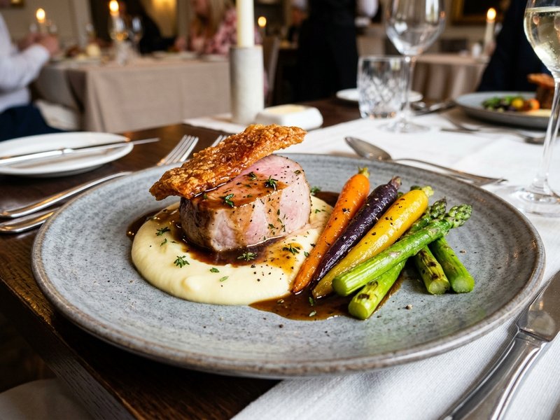 Gourmet plated roast pork sit down wedding meal The Whole Hog catering Ireland